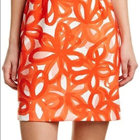 Trina Turk Halter Neck Dress Orange and White Size 6 - Picture 4 of 13